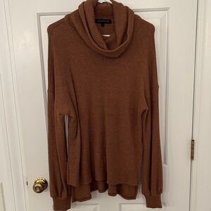 Elegant Brown Cowl Neck Sweater